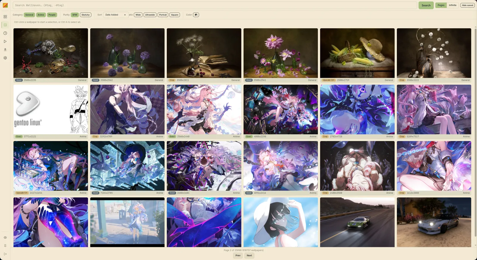 The Wallhaven page